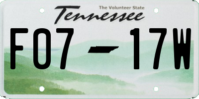TN license plate F0717W