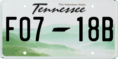 TN license plate F0718B