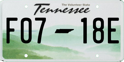 TN license plate F0718E
