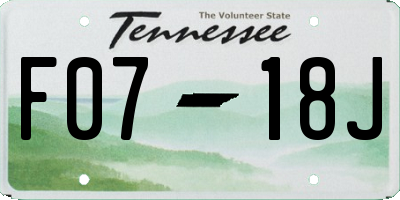 TN license plate F0718J