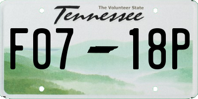 TN license plate F0718P
