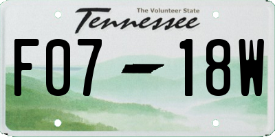 TN license plate F0718W
