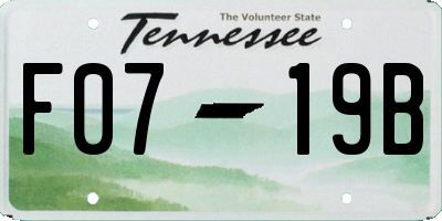 TN license plate F0719B