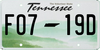 TN license plate F0719D