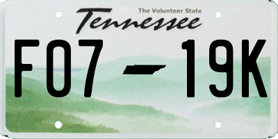 TN license plate F0719K