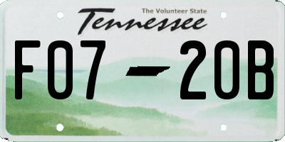 TN license plate F0720B