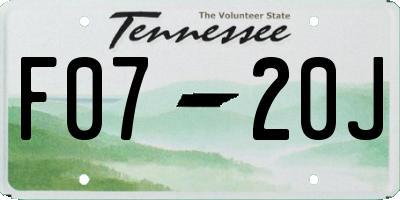 TN license plate F0720J