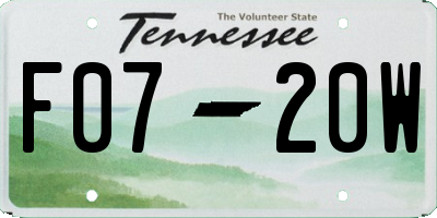 TN license plate F0720W