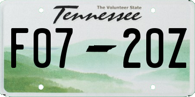 TN license plate F0720Z