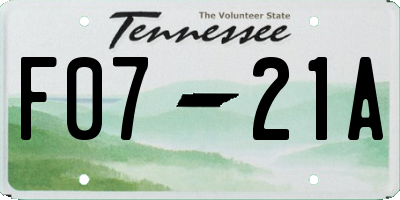 TN license plate F0721A