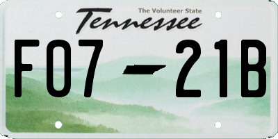 TN license plate F0721B