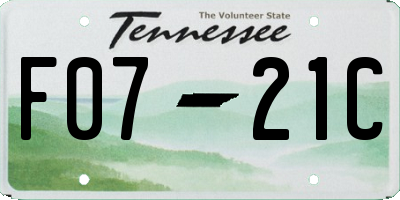 TN license plate F0721C