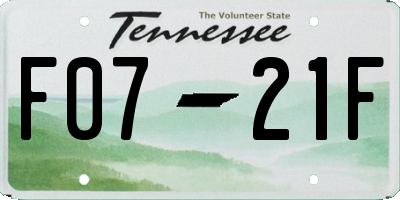 TN license plate F0721F