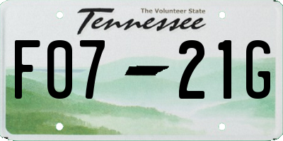 TN license plate F0721G