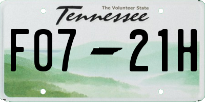TN license plate F0721H