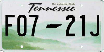 TN license plate F0721J