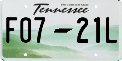 TN license plate F0721L