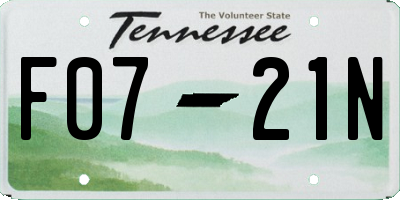 TN license plate F0721N
