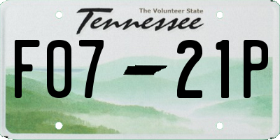 TN license plate F0721P