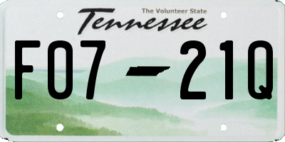 TN license plate F0721Q
