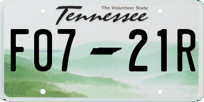 TN license plate F0721R