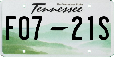 TN license plate F0721S
