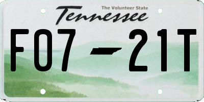 TN license plate F0721T