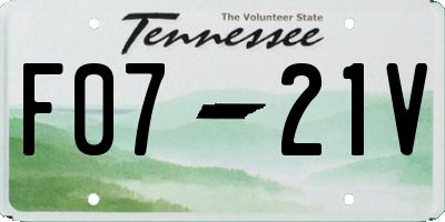 TN license plate F0721V