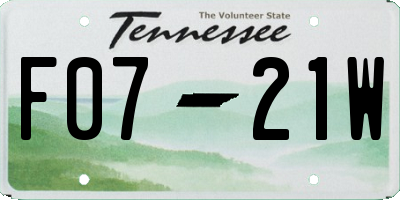 TN license plate F0721W