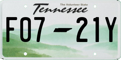 TN license plate F0721Y