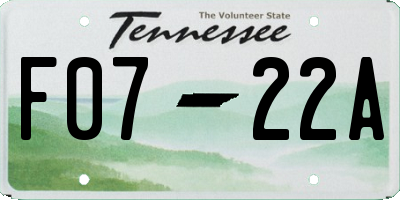 TN license plate F0722A