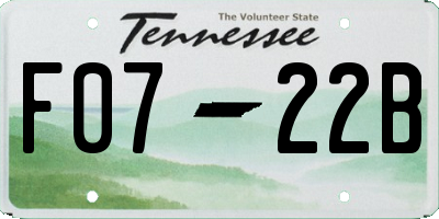 TN license plate F0722B
