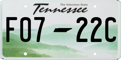 TN license plate F0722C