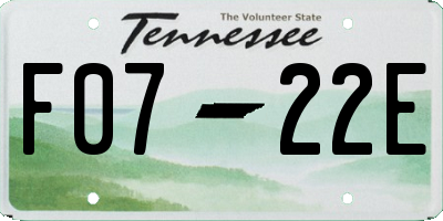 TN license plate F0722E