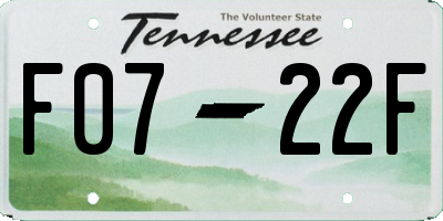 TN license plate F0722F