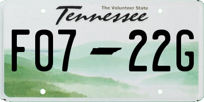 TN license plate F0722G