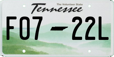 TN license plate F0722L