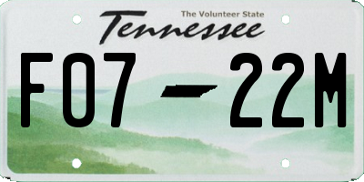 TN license plate F0722M