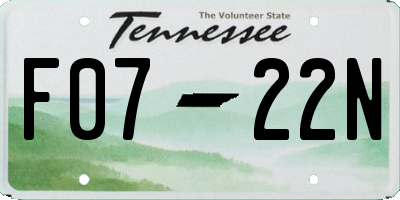 TN license plate F0722N