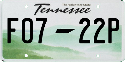 TN license plate F0722P