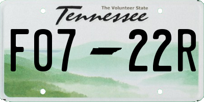 TN license plate F0722R
