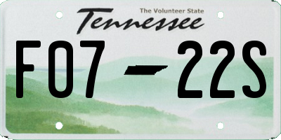 TN license plate F0722S