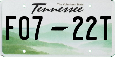 TN license plate F0722T