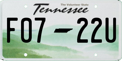 TN license plate F0722U