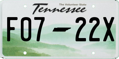 TN license plate F0722X