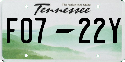 TN license plate F0722Y