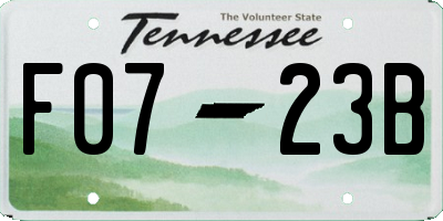 TN license plate F0723B