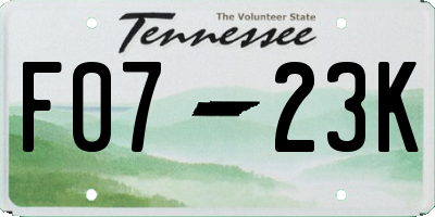 TN license plate F0723K