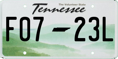 TN license plate F0723L