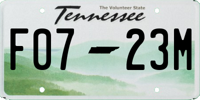 TN license plate F0723M
